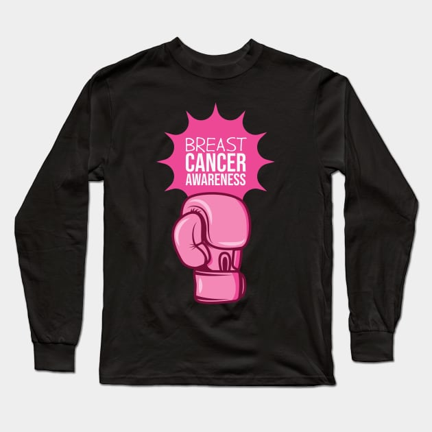 Boxing Glove Breast Cancer Awareness Long Sleeve T-Shirt by kimmieshops